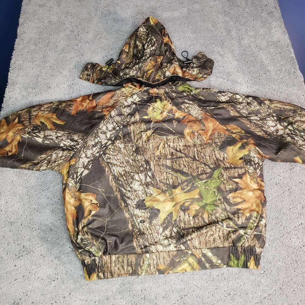 Woolrich Camo Jacket Mens L Long Sleeve Detachable Hood Mossy Oak Breakup Zip Up - Picture 4 of 12